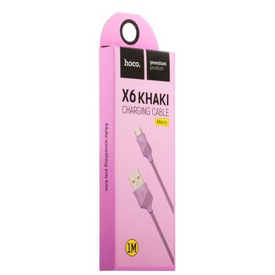 Дата-кабель USB Hoco X6 Khaki MicroUSB (1.0 м) Фиолетовый - фото 36921