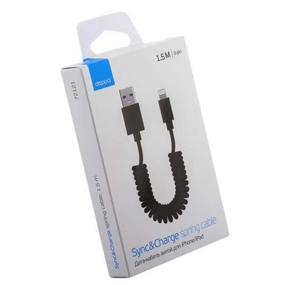 Дата-кабель USB Deppa D-72121 витой 8-pin Lightning 1.5м Черный - фото 37118