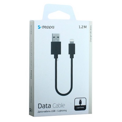 Дата-кабель USB Deppa D-72115 8-pin Lightning 1.2м Черный - фото 37180