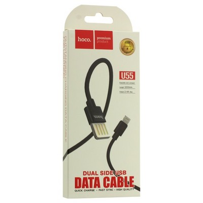 Дата-кабель USB Hoco U55 Outstanding charging data cable Lightning (1.2 м) Черный - фото 37191