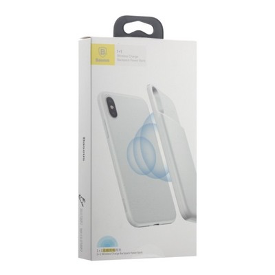 Аккумулятор-чехол внешний Baseus 1+1 Wireless Charge Backpack 5000 mAh (ACAPIPHX-ABJO2) для iPhone XS/ X (5.8") Белый - фото 37364