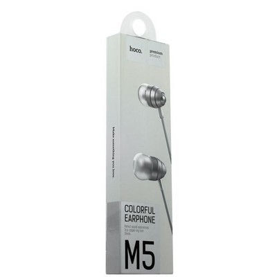 Наушники Hoco M5 Colorful Conch Universal Earphone Aviation Aluminum (1.2 м) с микрофоном Серые - фото 28830