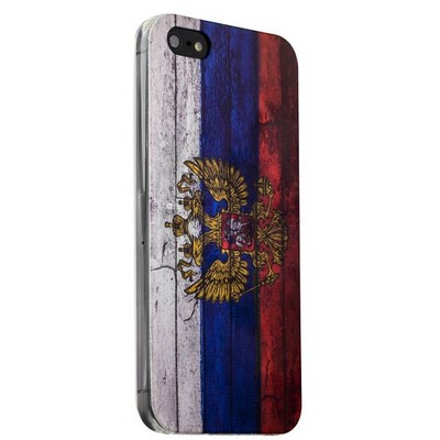 Чехол-накладка UV-print для iPhone SE/ 5S/ 5 силикон (гербы и флаги) Флаг России тип 001 - фото 29425