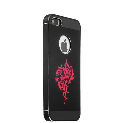 Накладка металлическая iBacks Aluminium Case With Cameo для iPhone SE/ 5S/ 5 - Dragon (ip50146) Black Черная - фото 29504