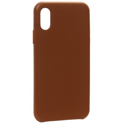 Чехол-накладка кожаная Leather Case для iPhone XS/ X (5.8") Saddle Brown Светло-коричневый - фото 31043