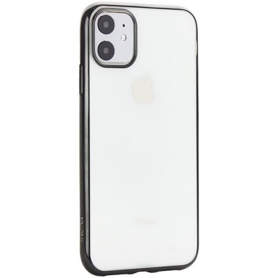 Чехол-накладка силиконовый X-Level для iPhone 11 (6.1") Черный глянцевый борт - фото 31329