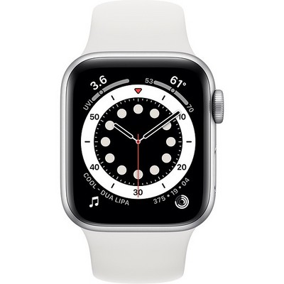 Apple Watch Series 6 GPS 40mm Silver Aluminum Case with White Sport Band (серебристый/белый) (MG283RU) - фото 31932