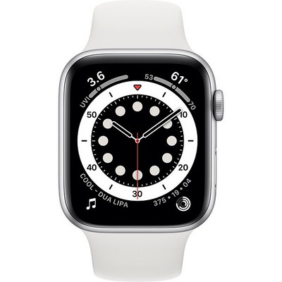 Apple Watch Series 6 GPS 44mm Silver Aluminum Case with White Sport Band (серебристый/белый) - фото 38521