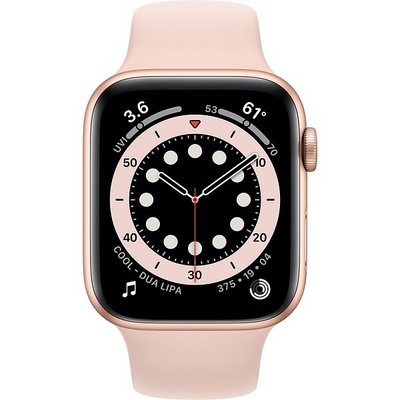 Apple Watch Series 6 GPS 44mm Gold Aluminum Case with Pink Sand Sport Band (золотистый/розовый песок) (M00E3RU) - фото 31950
