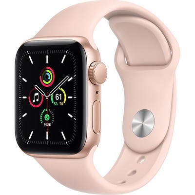 Apple Watch SE 40mm Gold Aluminum Case with Pink Sand Sport Band - фото 42138