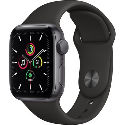 Apple Watch SE 40mm Space Gray Aluminum Case with Black Sport Band (MYDP2RU) - фото 32467