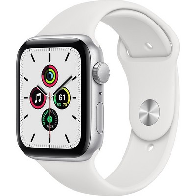 Apple Watch SE 44mm Silver Aluminum Case with White Sport Band (MYDQ2RU) - фото 32470