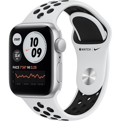 Apple Watch Nike SE 40mm Silver Aluminum Case with Pure Platinum/Black Nike Sport Band - фото 42462