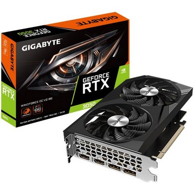 Gigabyte nVidia GeForce RTX 3050 Windforce OC V2 8G 8192Mb GDDR6 GV-N3050WF2OCV2-8GD - фото 102351