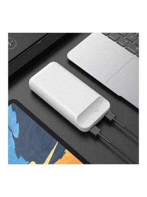 Аккумулятор внешний универсальный Hoco J52A 20000 mAh New mobile power bank (2USB:5V-2.0A Max) Белый - фото 104636