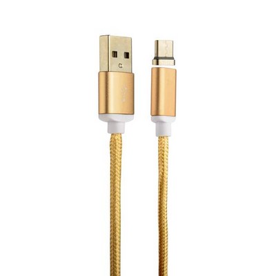Дата-кабель USB COTECi M42 с индикатором NYLON USB Type-C+Magnet System CS2156-GD (1.2 м) Золотистый - фото 55860
