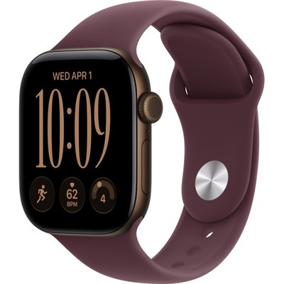 Apple Watch Series 12 42mm GPS Dark Bronze Aluminum Case with Burgundy Sport Band SM/ML - фото 105060