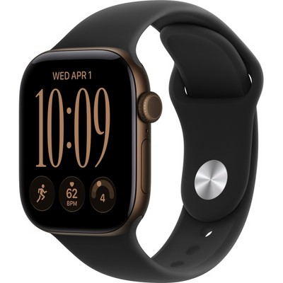 Apple Watch Series 12 42mm GPS Dark Bronze Aluminum Case with Black Sport Band SM/ML - фото 105090