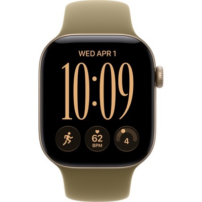 Apple Watch Series 12 42mm GPS Light Gold Aluminum Case with Olive Sport Band SM/ML - фото 105108