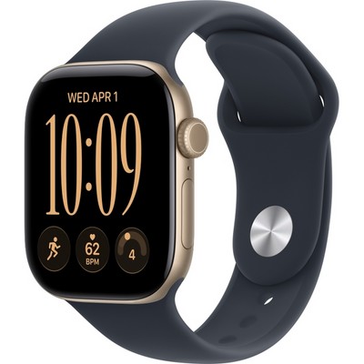 Apple Watch Series 12 42mm GPS Light Gold Aluminum Case with Navy Blue Sport Band SM/ML - фото 105109