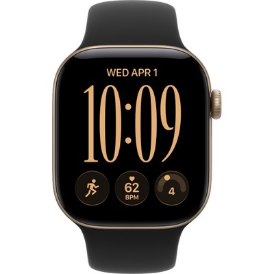 Apple Watch Series 12 42mm GPS Light Gold Aluminum Case with Black Sport Band SM/ML - фото 105116