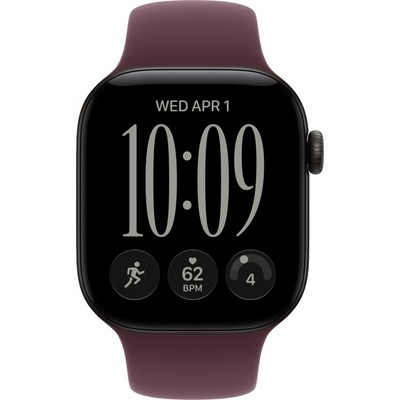 Apple Watch Series 12 42mm GPS Black Aluminum Case with Burgundy Sport Band SM/ML - фото 105125