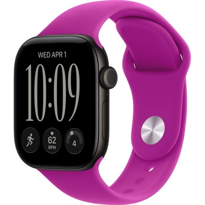 Apple Watch Series 12 42mm GPS Black Aluminum Case with Magenta Sport Band SM/ML - фото 105132