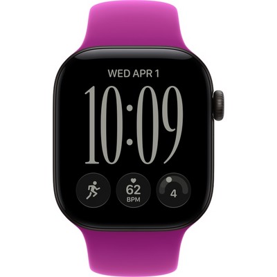 Apple Watch Series 12 42mm GPS Black Aluminum Case with Magenta Sport Band SM/ML - фото 105133