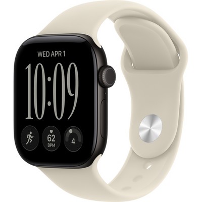 Apple Watch Series 12 42mm GPS Black Aluminum Case with Sand Sport Band SM/ML - фото 105136