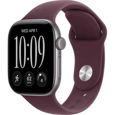 Apple Watch Series 12 42mm GPS Space Gray Aluminum Case with Burgundy Sport Band SM/ML - фото 105140