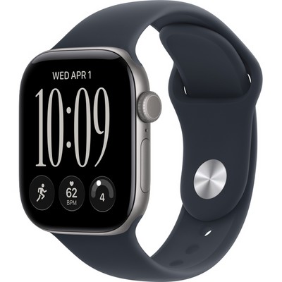 Apple Watch Series 12 42mm GPS Space Gray Aluminum Case with Navy Blue Sport Band SM/ML - фото 105144