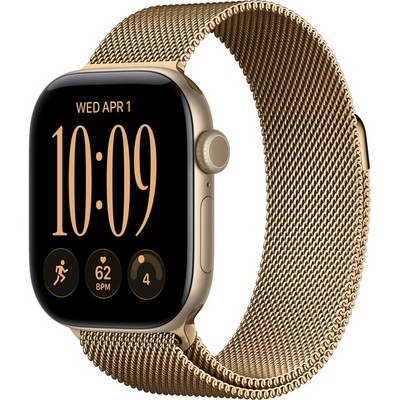 Apple Watch Series 12 42mm GPS Light Gold Aluminum Case with Radiant Gold Milanese Loop - фото 105161