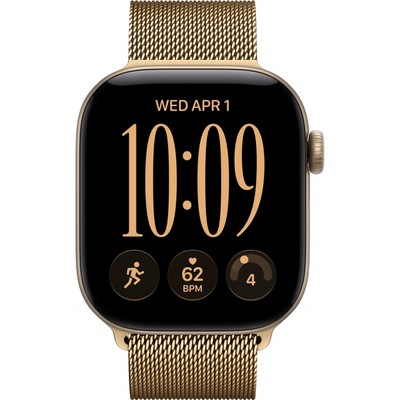 Apple Watch Series 12 42mm GPS Light Gold Aluminum Case with Radiant Gold Milanese Loop - фото 105162