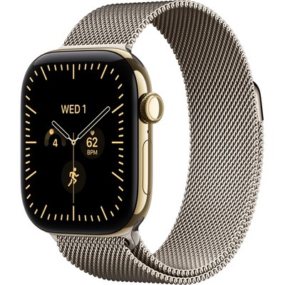 Apple Watch Series 12 42mm GPS + Cellular Radiant Gold Titanium Case with Radiant Gold Milanese Loop - фото 105175