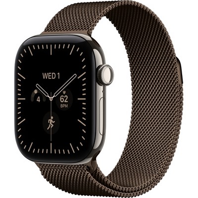 Apple Watch Series 12 42mm GPS + Cellular Natural Titanium Case with Dark Bronze Milanese Loop - фото 105177