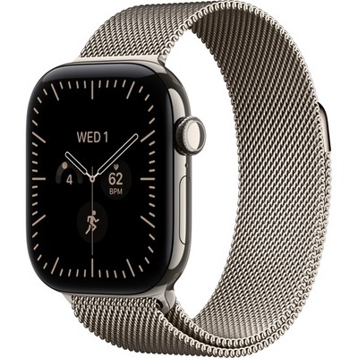 Apple Watch Series 12 42mm GPS + Cellular Natural Titanium Case with Natural Milanese Loop - фото 105181