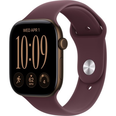 Apple Watch Series 12 46mm GPS Dark Bronze Aluminum Case with Burgundy Sport Band SM/ML - фото 105189