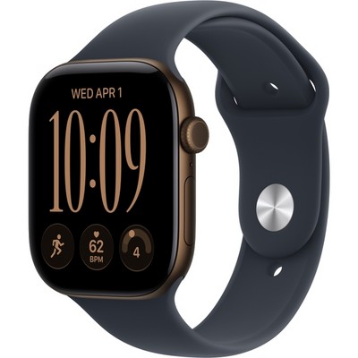 Apple Watch Series 12 46mm GPS Dark Bronze Aluminum Case with Navy Blue Sport Band SM/ML - фото 105198