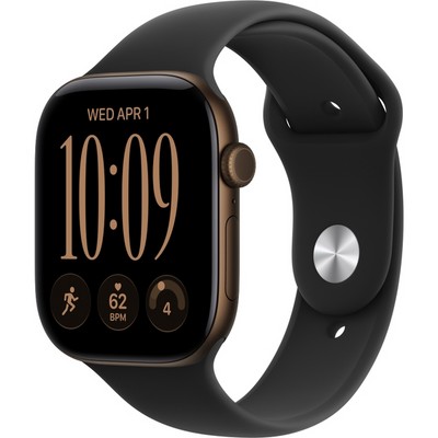 Apple Watch Series 12 46mm GPS Dark Bronze Aluminum Case with Black Sport Band SM/ML - фото 105207