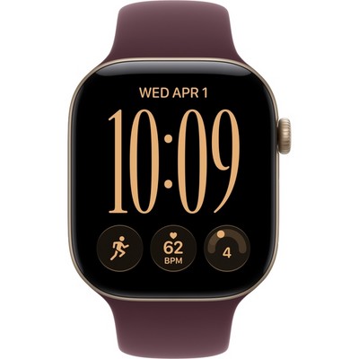 Apple Watch Series 12 46mm GPS Light Gold Aluminum Case with Burgundy Sport Band SM/ML - фото 105235