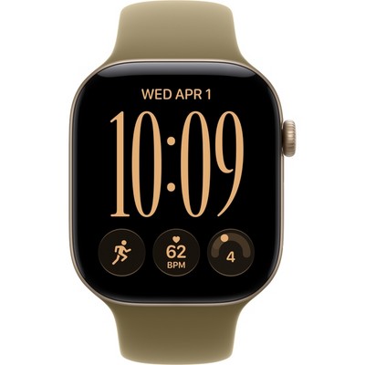 Apple Watch Series 12 46mm GPS Light Gold Aluminum Case with Olive Sport Band SM/ML - фото 105237