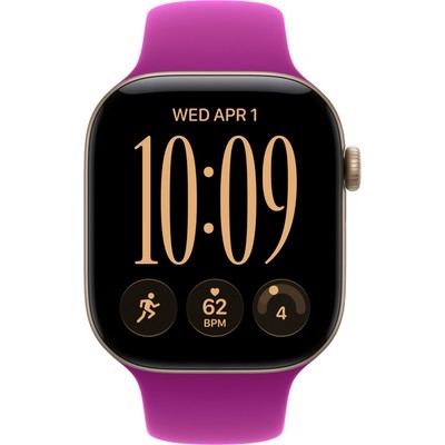 Apple Watch Series 12 46mm GPS Light Gold Aluminum Case with Magenta Sport Band SM/ML - фото 105246