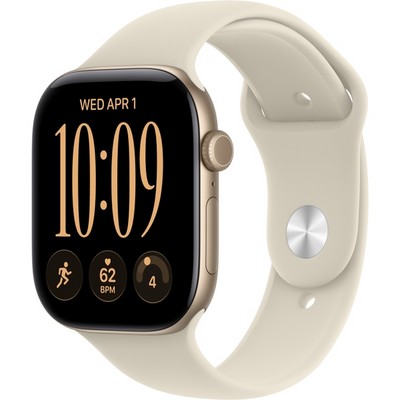 Apple Watch Series 12 46mm GPS Light Gold Aluminum Case with Sand Sport Band SM/ML - фото 105249