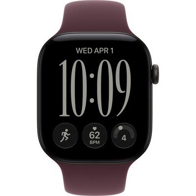 Apple Watch Series 12 46mm GPS Black Aluminum Case with Burgundy Sport Band SM/ML - фото 105254