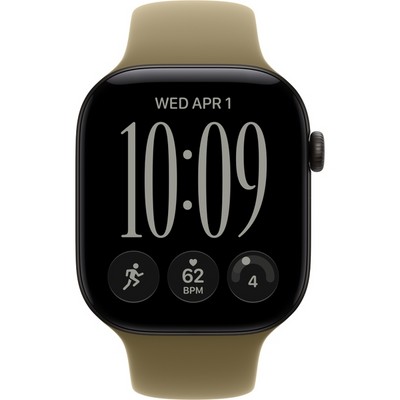 Apple Watch Series 12 46mm GPS Black Aluminum Case with Olive Sport Band SM/ML - фото 105256