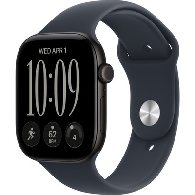 Apple Watch Series 12 46mm GPS Black Aluminum Case with Navy Blue Sport Band SM/ML - фото 105257
