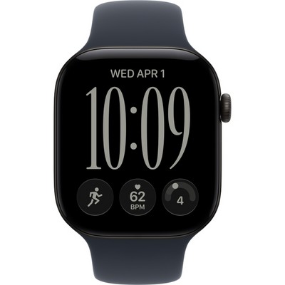 Apple Watch Series 12 46mm GPS Black Aluminum Case with Navy Blue Sport Band SM/ML - фото 105258