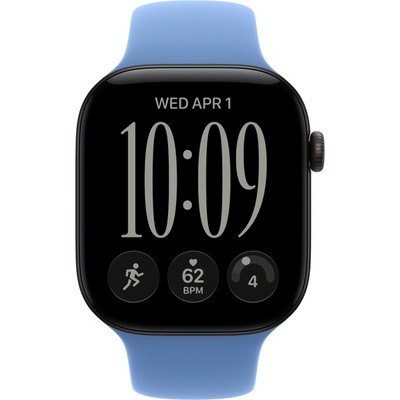 Apple Watch Series 12 46mm GPS Black Aluminum Case with Wildflower Blue Sport Band SM/ML - фото 105260