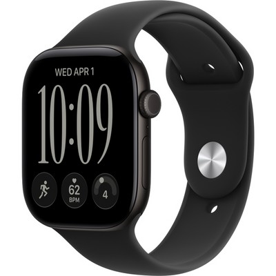 Apple Watch Series 12 46mm GPS Black Aluminum Case with Black Sport Band SM/ML - фото 105263