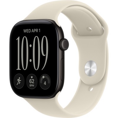 Apple Watch Series 12 46mm GPS Black Aluminum Case with Sand Sport Band SM/ML - фото 105265